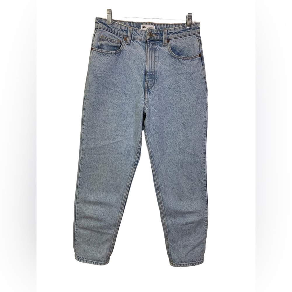 Zara High Waist Light Wash Ankle Denim Jeans - Picture 2 of 5